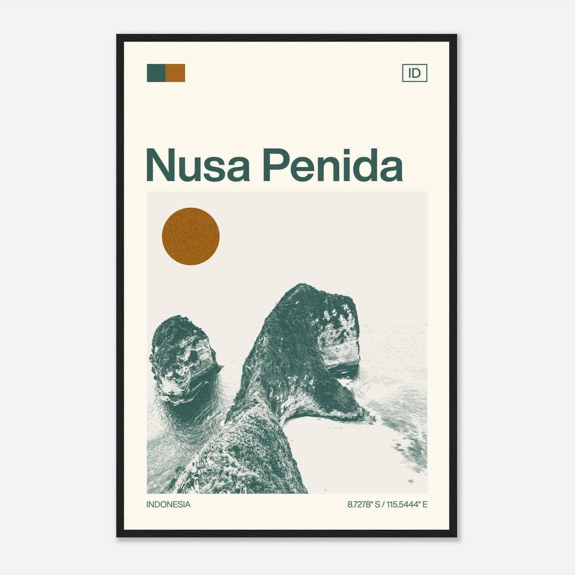 Nusa Penida Indonesia Sea Cliffs Island Minimalist Travel Poster