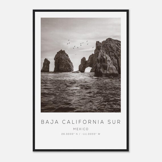Baja Sur Mexico Travel Photo Poster Bw Print Minimalist