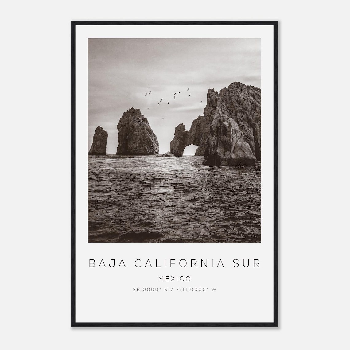 Baja California Sur Mexico El Arco Natural Rock Arch Travel Poster