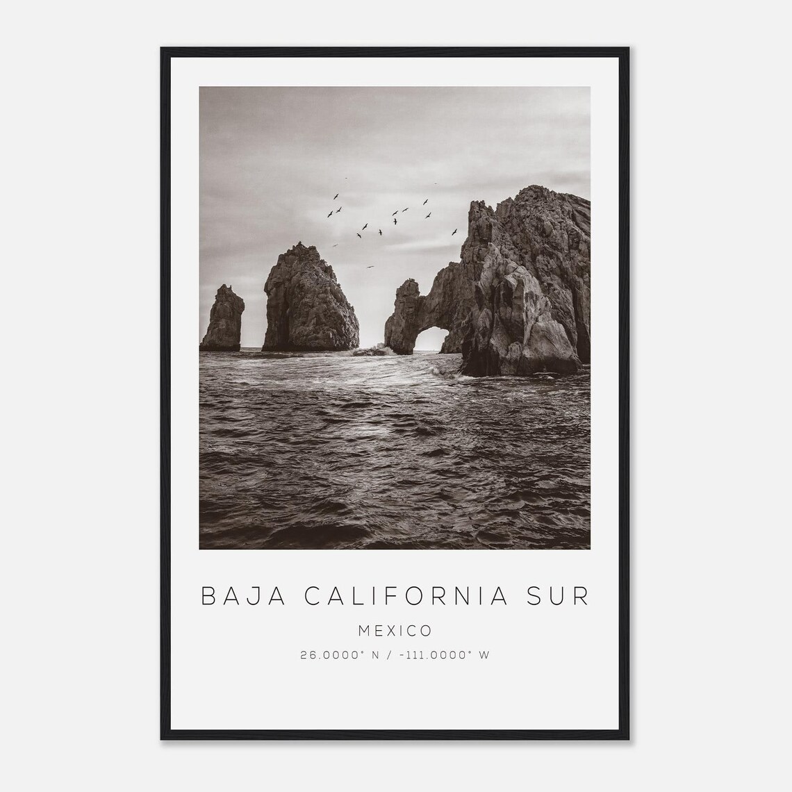 Baja Sur Mexico Travel Photo Poster Bw Print Minimalist