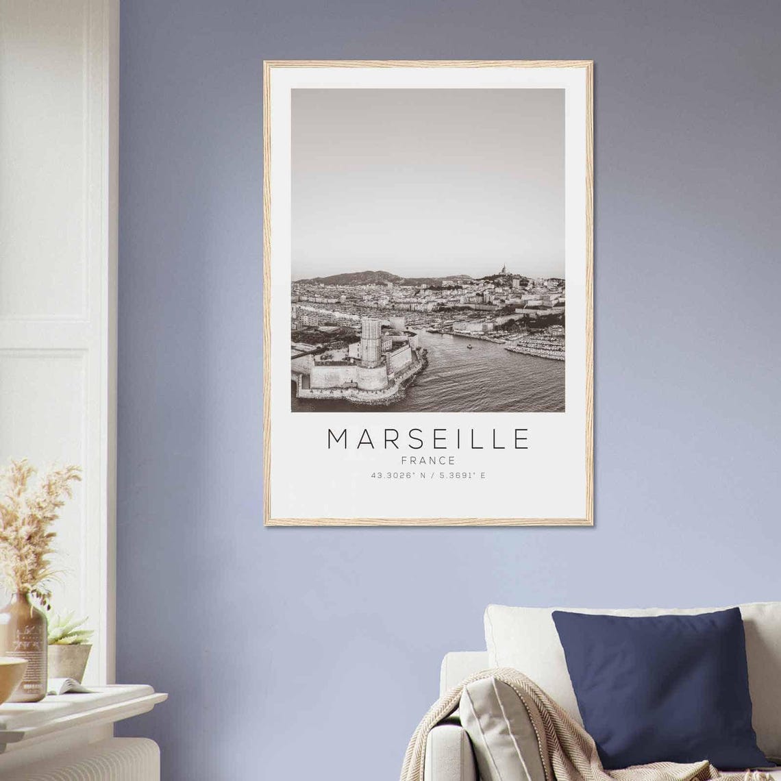 Marseille France Travel Photo Poster Bw Marseille Travel Print Minimalist Travel Poster Print - Image 2