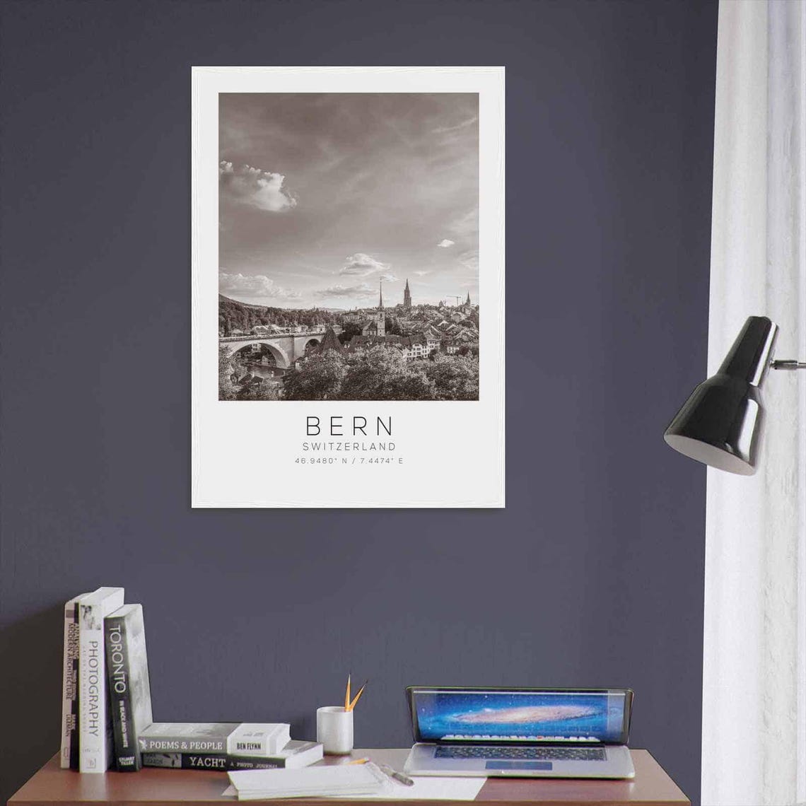 Bern Switzerland Old Town Bridge Black White Minimalist Poster - Image 3