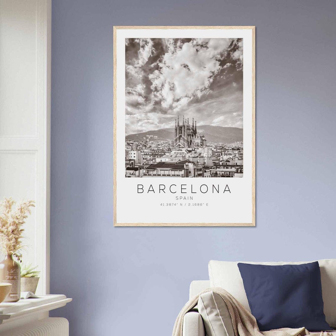 Barcelona Spain Sagrada Familia Black White Minimalist Poster - Image 2