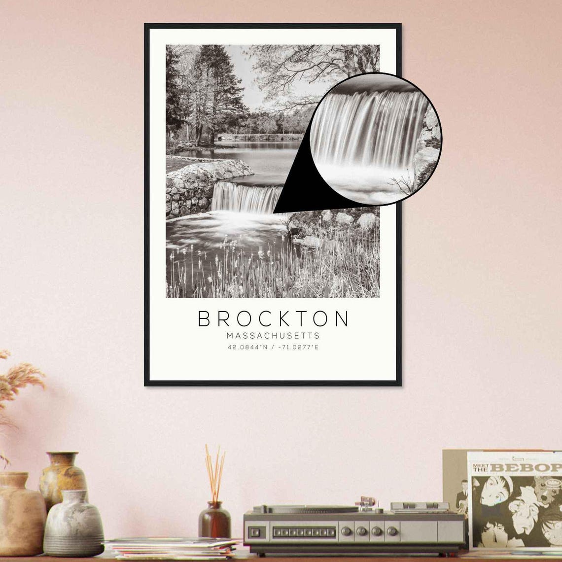 Brockton Massachusetts Stone Dam Waterfall Peaceful Pond Poster - Image 4