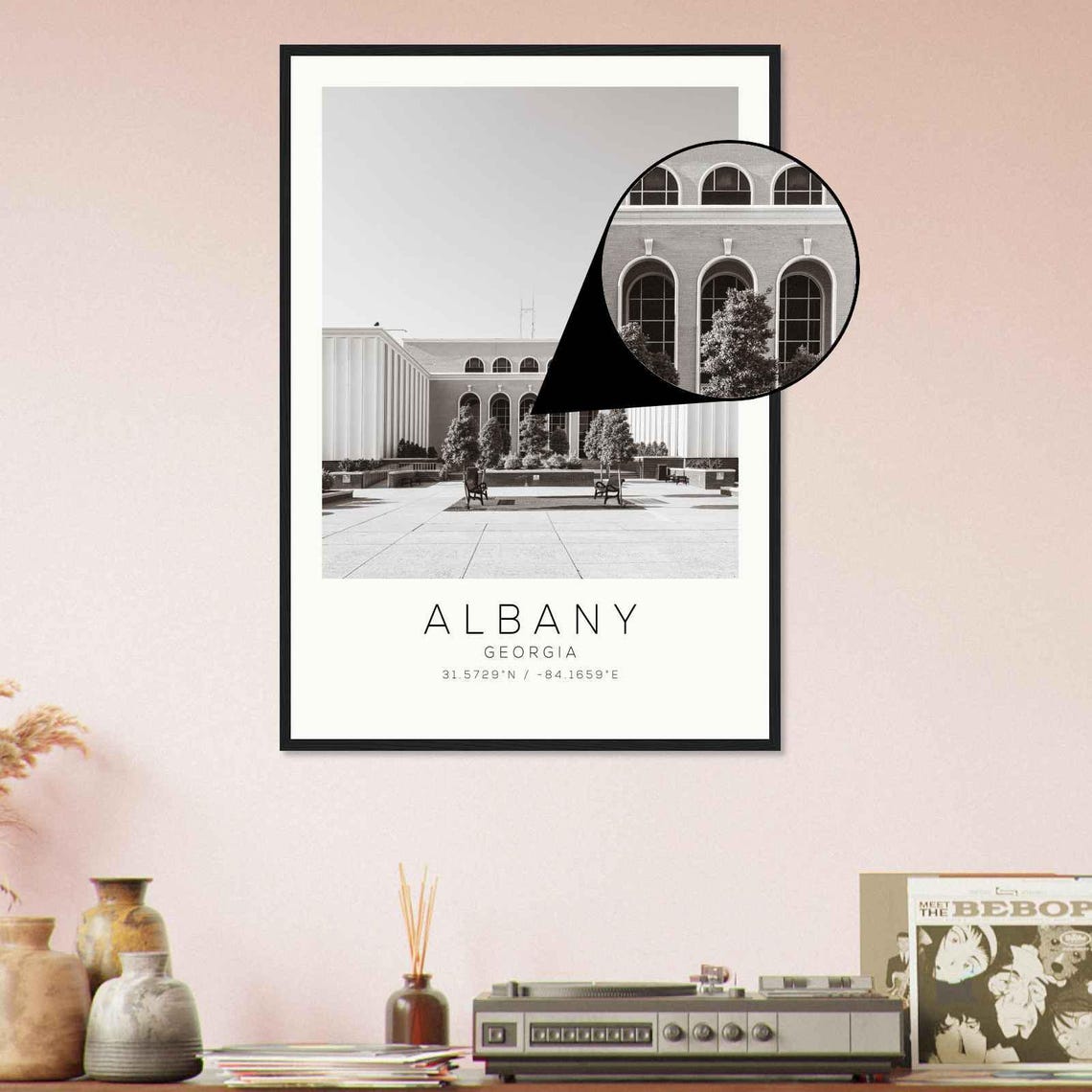 Albany Georgia Modern Civic Building Black White Photo Poster - Image 4