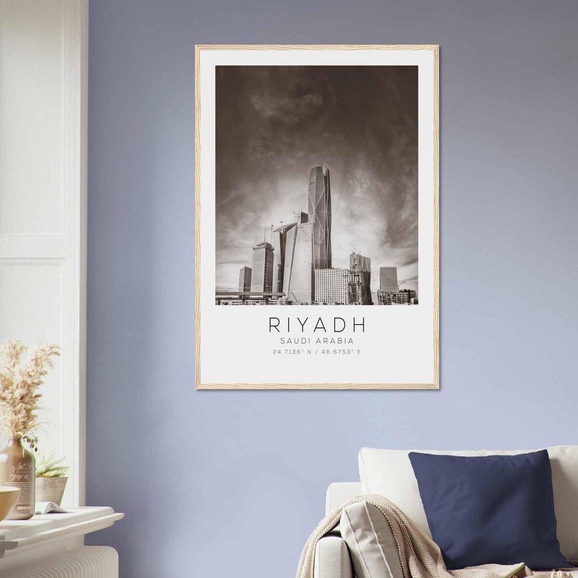 Riyadh Saudi Arabia Modern Skyscrapers Black and White Travel Poster - Image 2