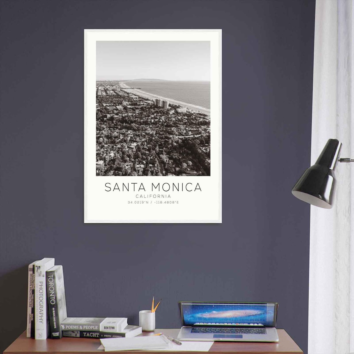 Santa Monica California Aerial Coastline Pier Minimalist Photo Poster - Image 3