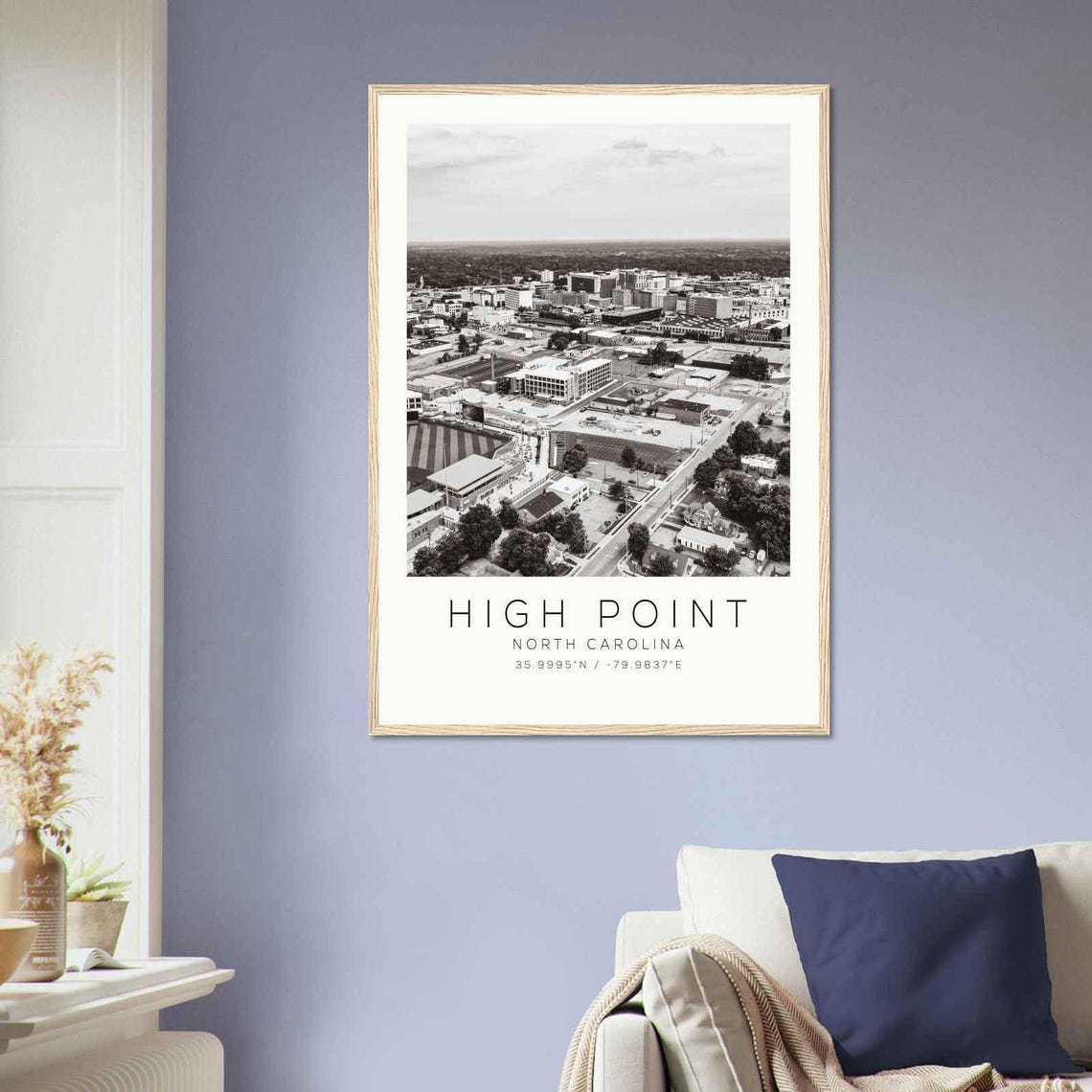 High Point North Carolina Downtown Aerial Black White Photo Poster - Image 2
