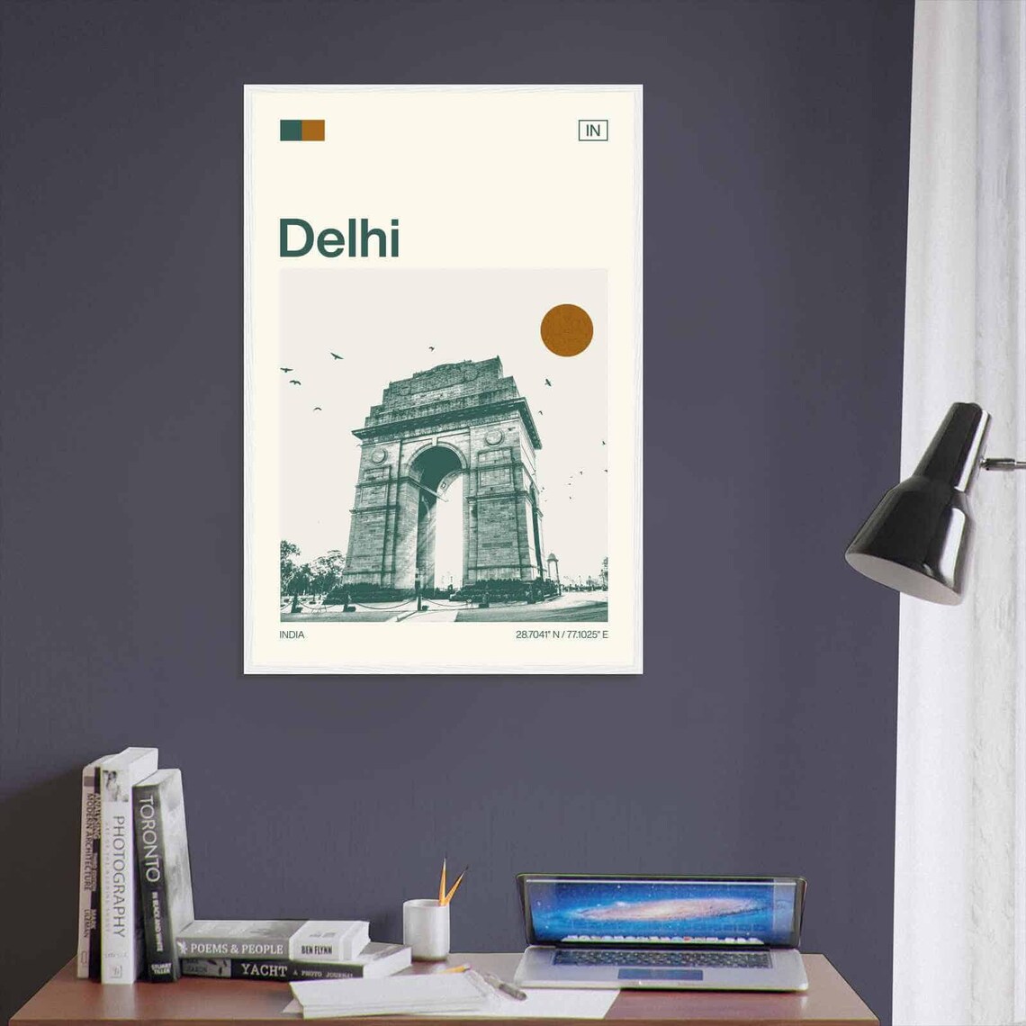 Delhi India Gate War Memorial Arch Birds Minimalist Travel Poster - Image 3