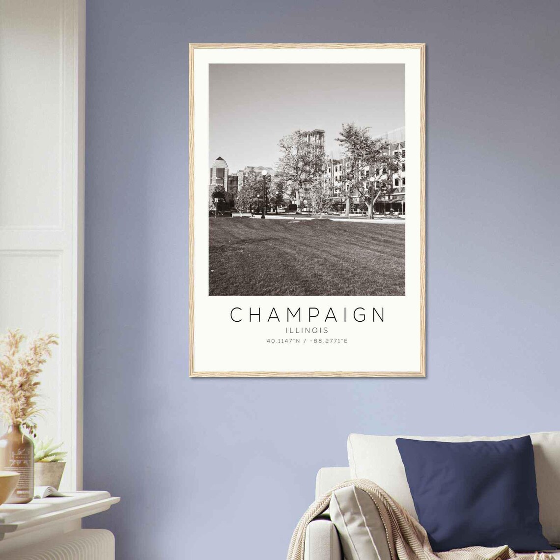 Champaign Illinois Downtown Plaza Lawn Skyline City Photo Poster - Image 2