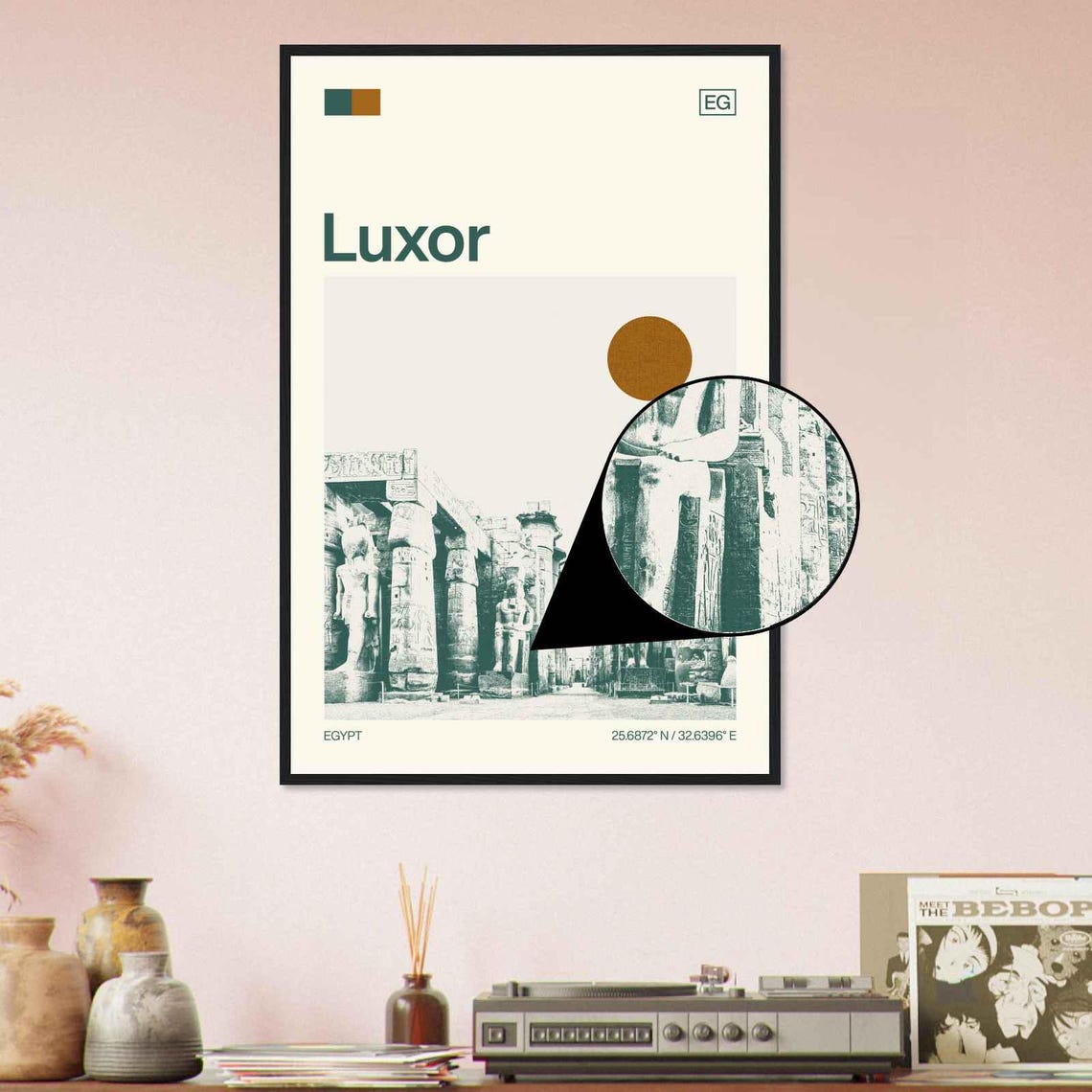 Luxor Egypt Minimalist Monochrome Travel Photo Poster - Image 4