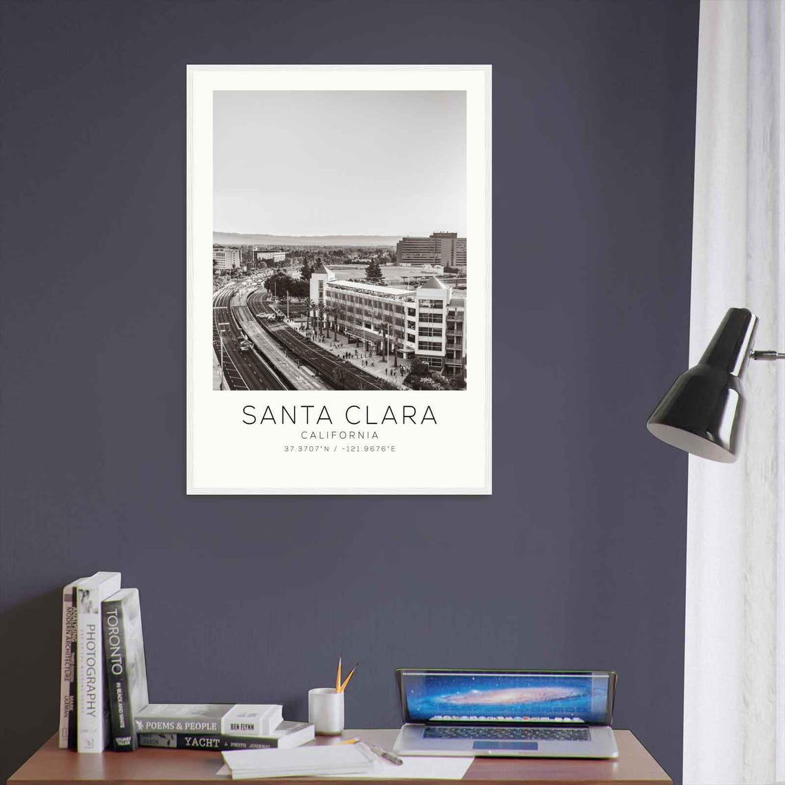 Santa Clara California Downtown Rail Tracks City View Photo Poster - Image 3