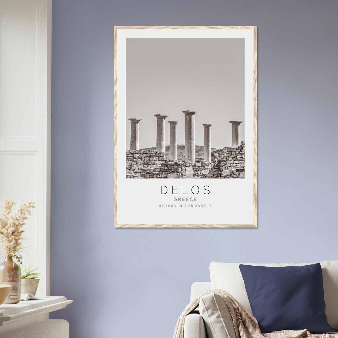Delos Greece Black And White Ancient Column Ruins Photography Poster - Image 2