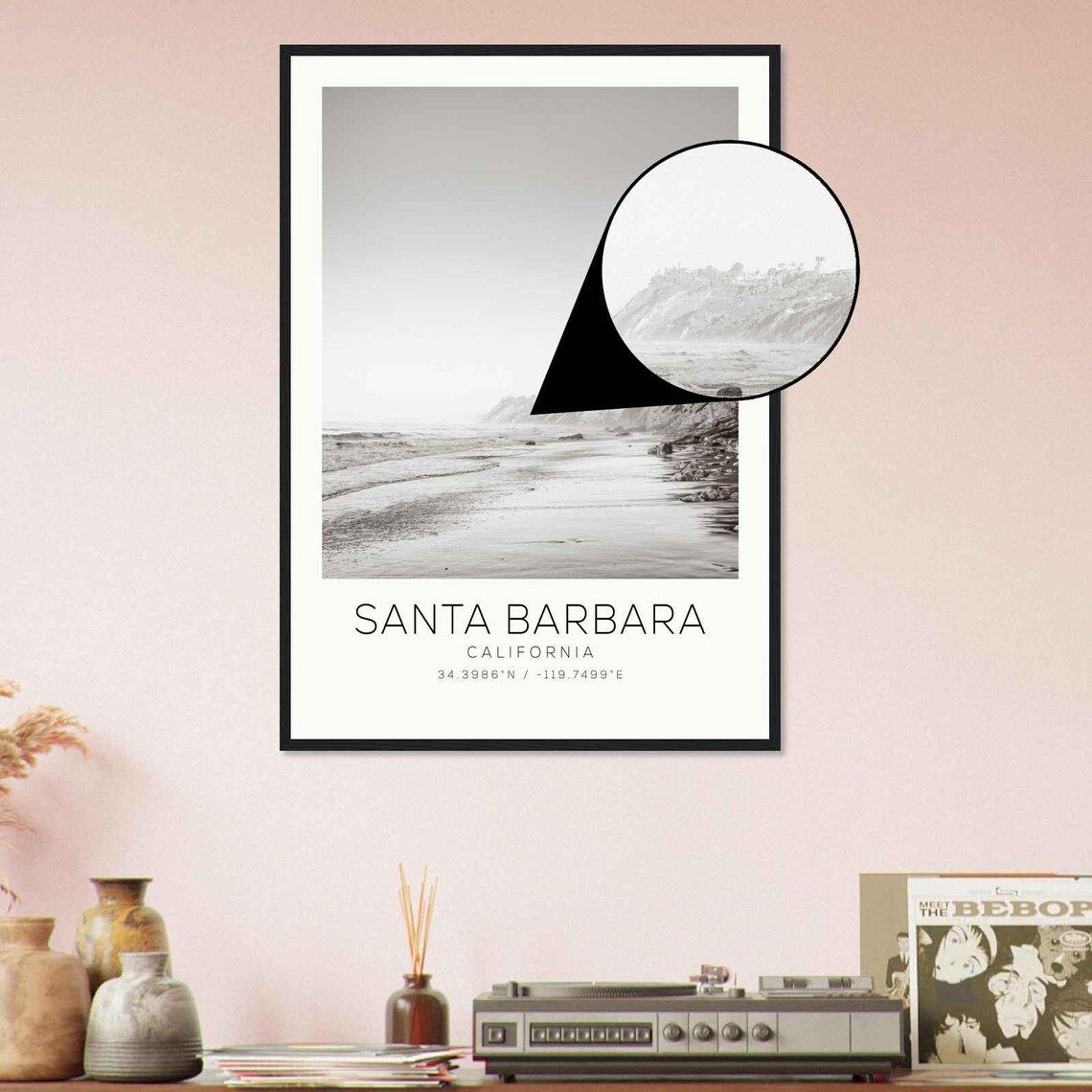 Santa Barbara California Rocky Cliff Beach Coastline Photo Poster - Image 4