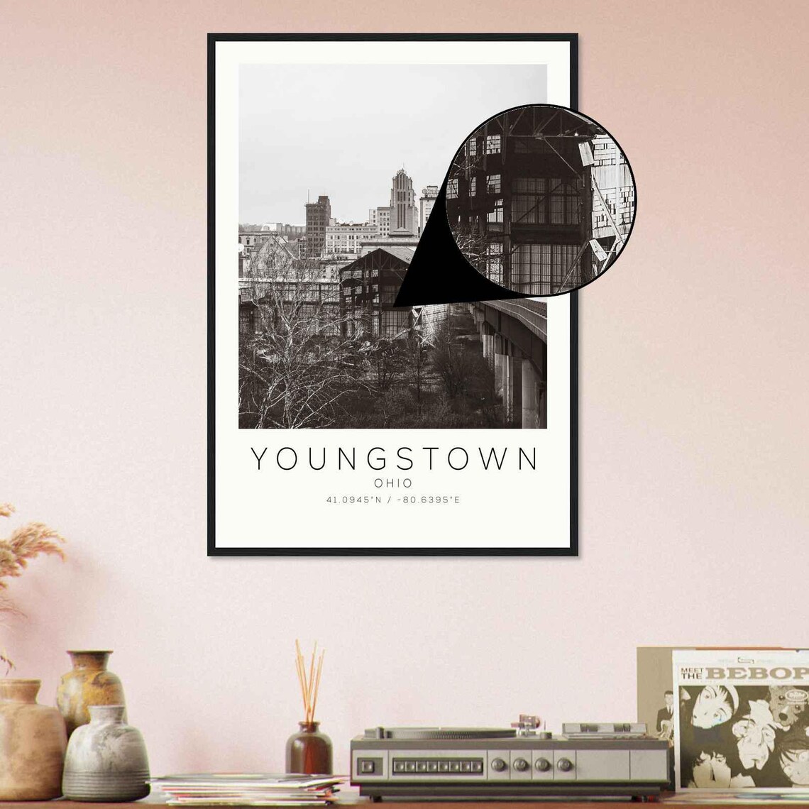 Youngstown Ohio Downtown Skyline Viaduct Historic City Travel Poster - Image 4