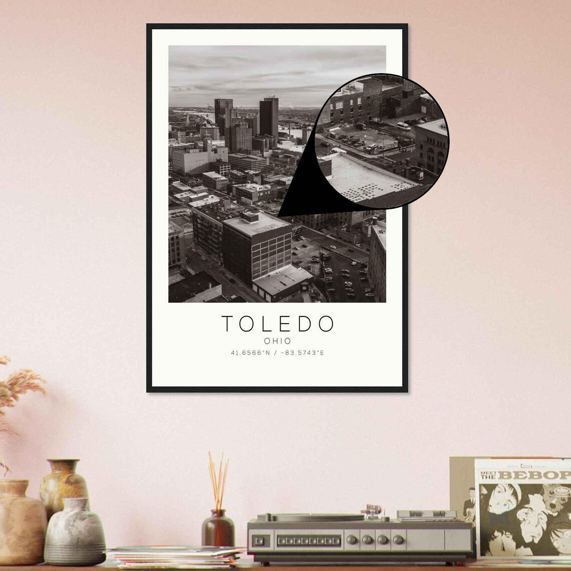 Toledo Ohio Aerial Downtown City View Minimalist Photo Poster - Image 4