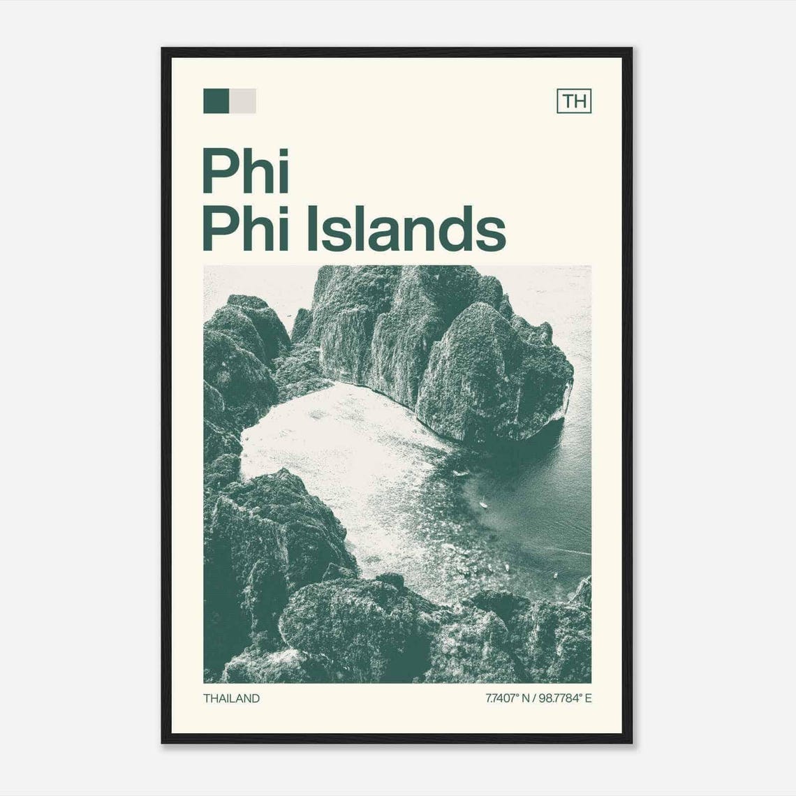 Phi Phi Islands Thailand Lagoon Cliffs Minimalist Travel Poster