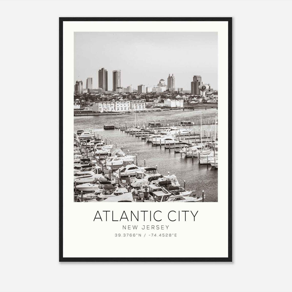Atlantic City New Jersey Marina Boats Harbor Waterfront Poster