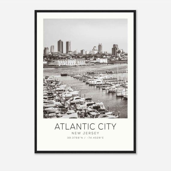 Atlantic City New Jersey Photo Travel Poster Atlantic City Travel Print Minimalist Travel Print Ds2
