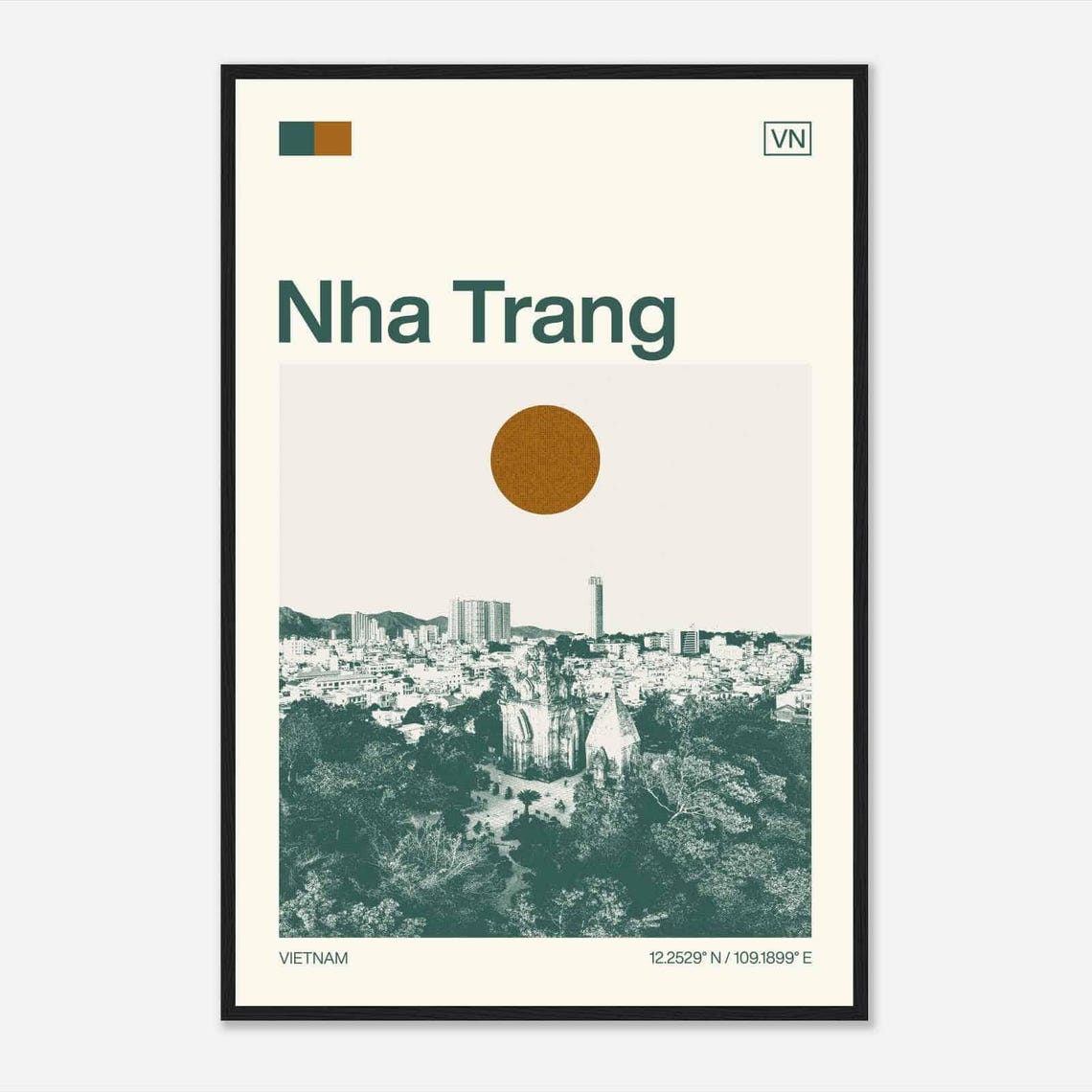 Nha Trang Vietnam Modern Minimalist City Landmark Skyline Poster