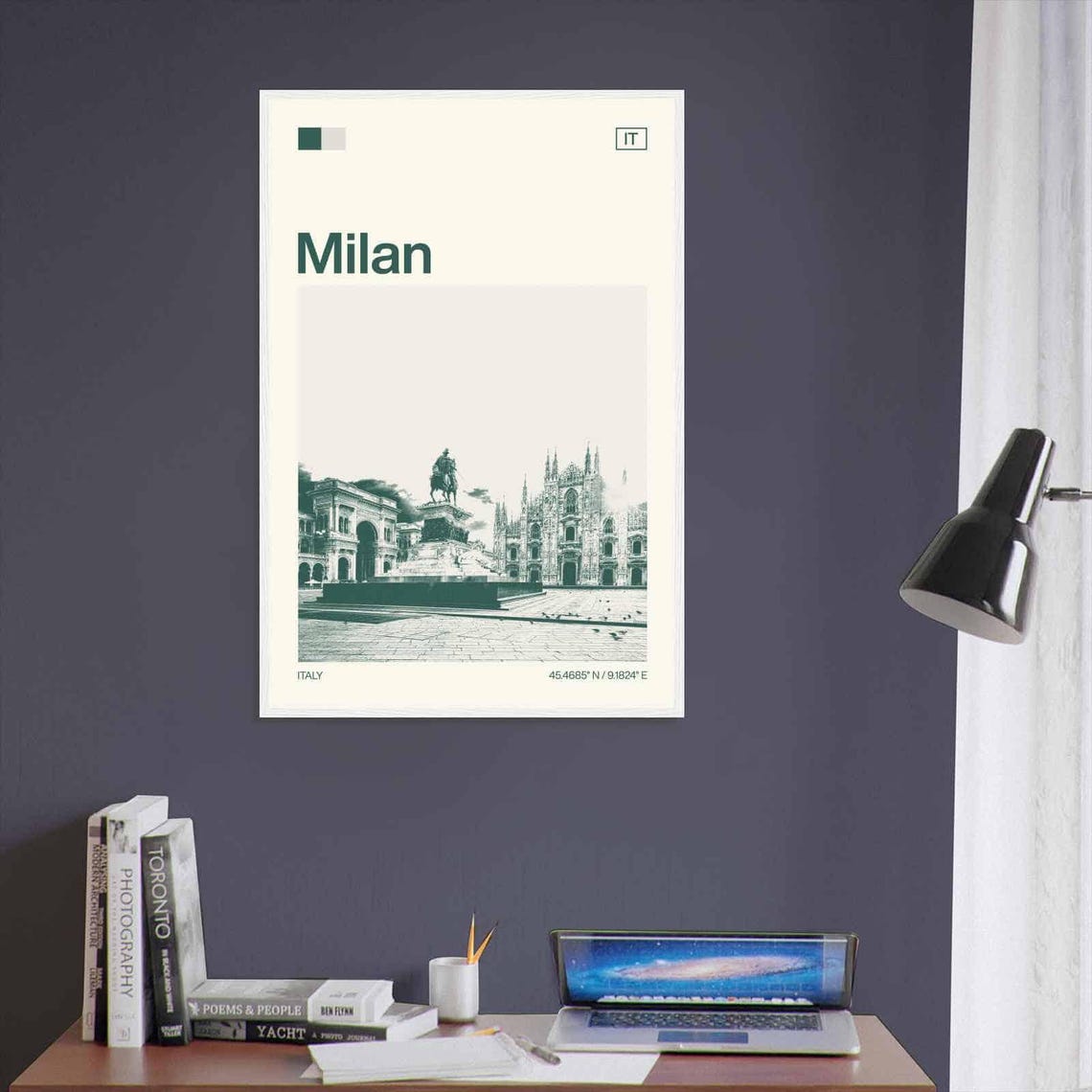 Milan Italy Modern Minimalist Cathedral Square Statue Art Poster - Image 3