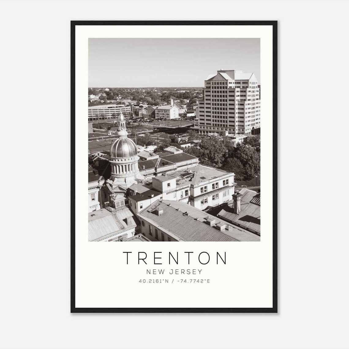 Trenton New Jersey State House Dome Aerial Minimalist Photo Poster
