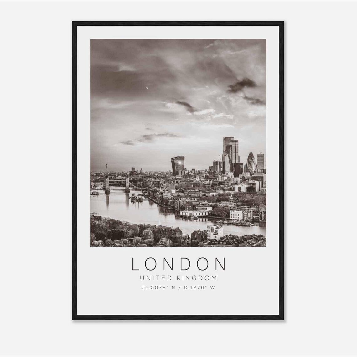 London United Kingdom Thames Skyline Tower Bridge Photo Travel Poster