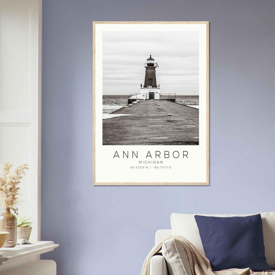 Ann Arbor Michigan Lighthouse Pier Lakefront Landmark Poster - Image 2