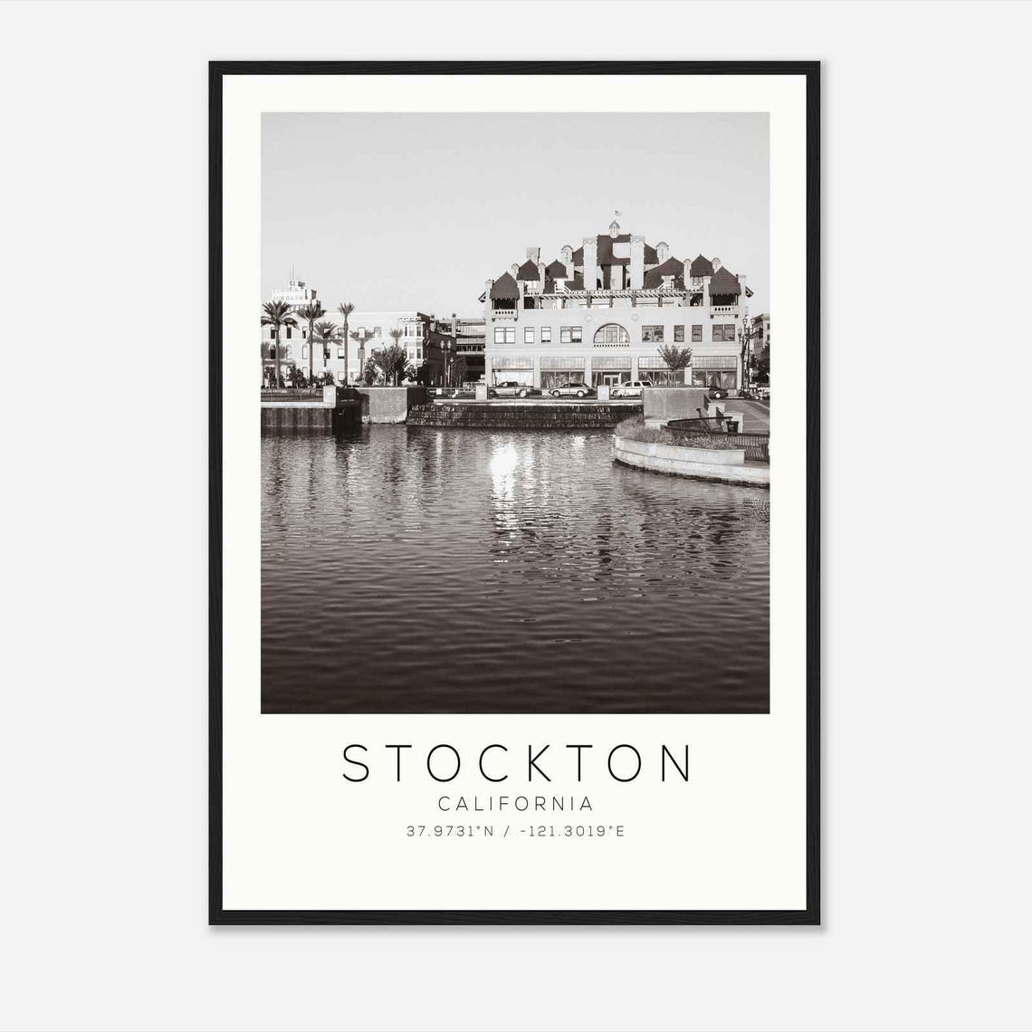 Stockton California Photo Travel Poster Stockton Travel Print Minimalist Travel Print Ds1
