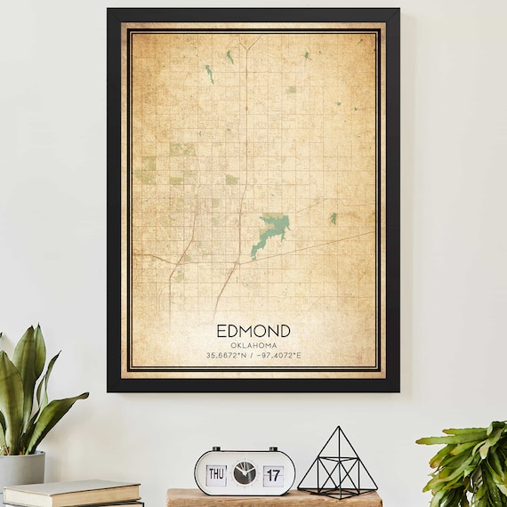 Edmond Oklahoma Vintage City Street Map Coordinate Wall Poster