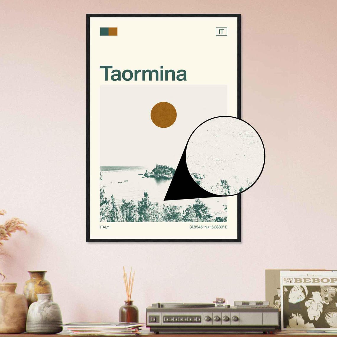 Taormina Italy Sicily Bay Coastline Vintage Style Travel Poster - Image 4