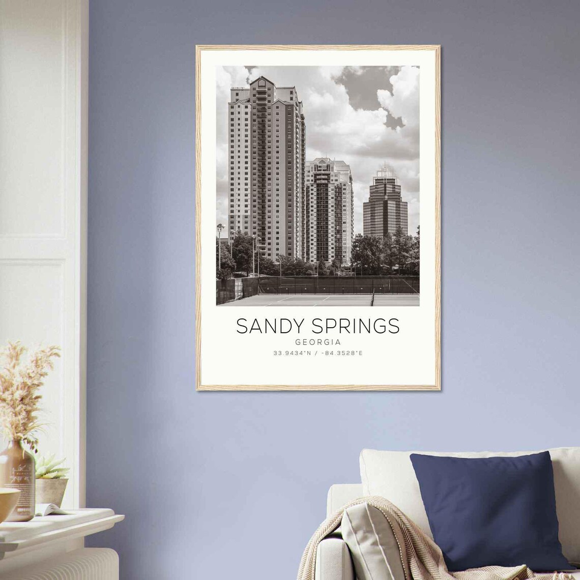 Sandy Springs Georgia Towers Tennis Courts Monochrome Poster - Image 2