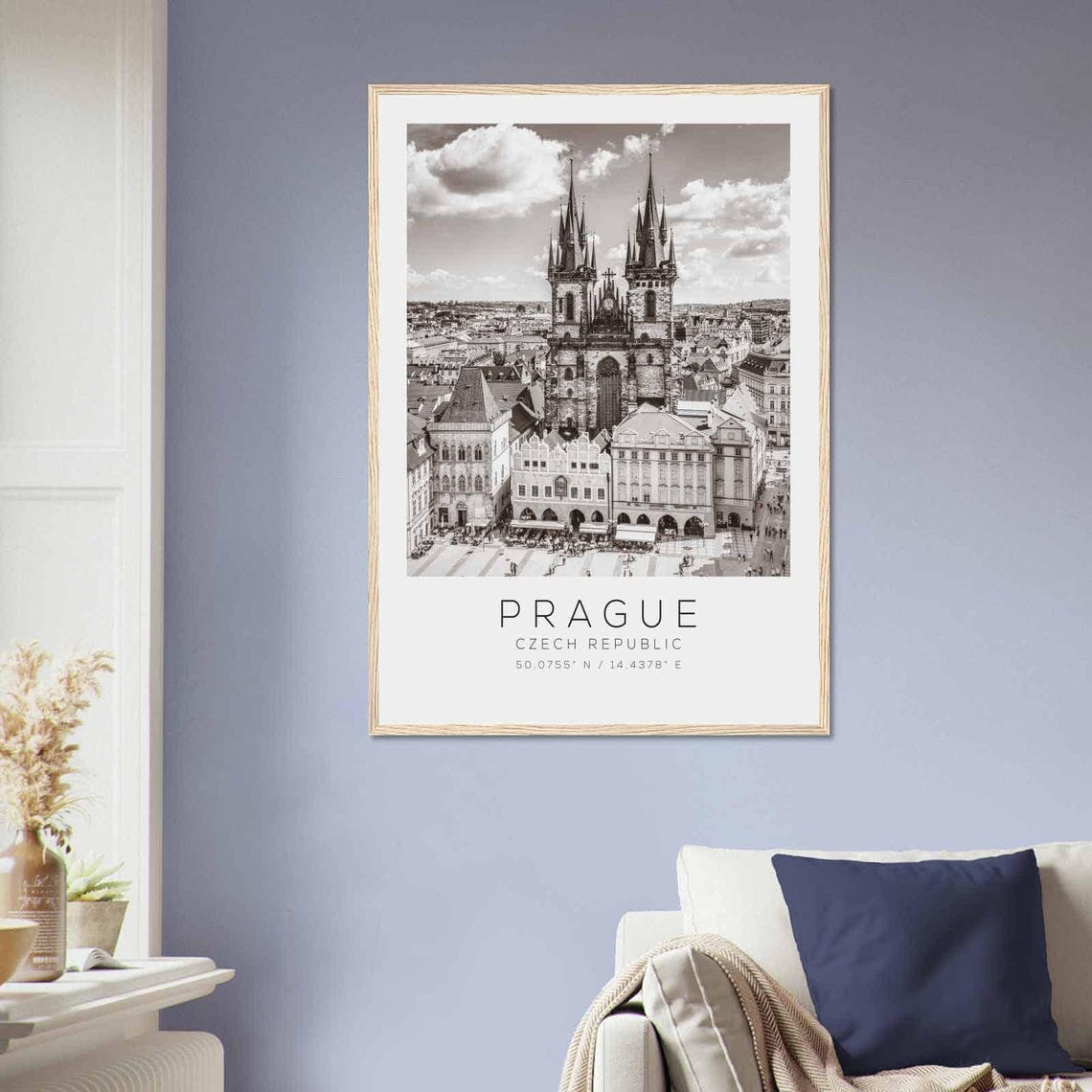 Prague Czech Republic Old Town Square Tyn Church Black White Poster - Image 2