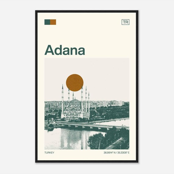 Adana Turkey Minimalist Monochrome Travel Photo Poster