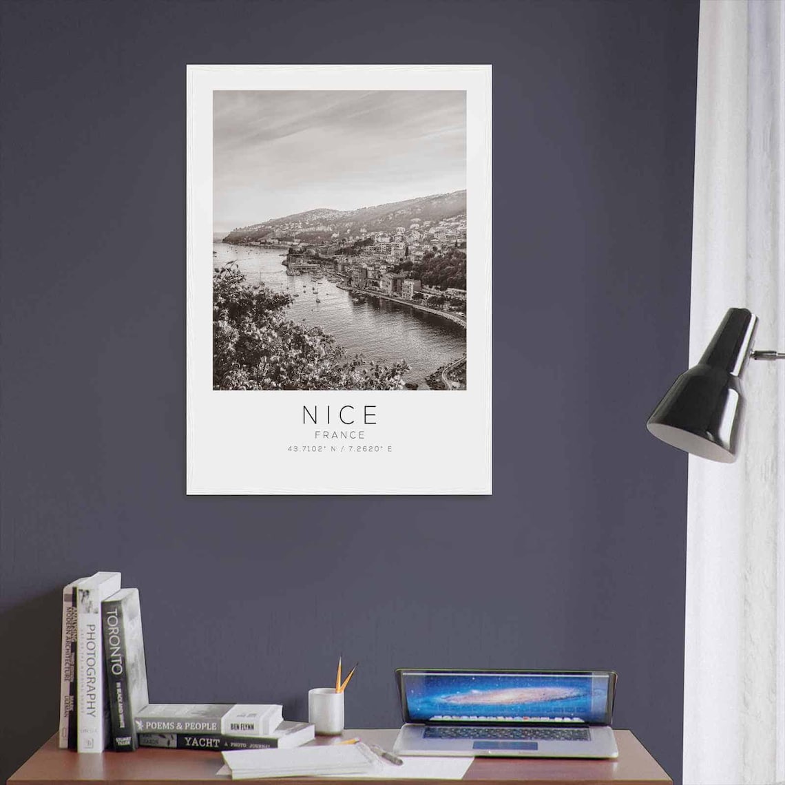 Nice France Mediterranean Bay Harbor Black White Photo Poster - Image 3