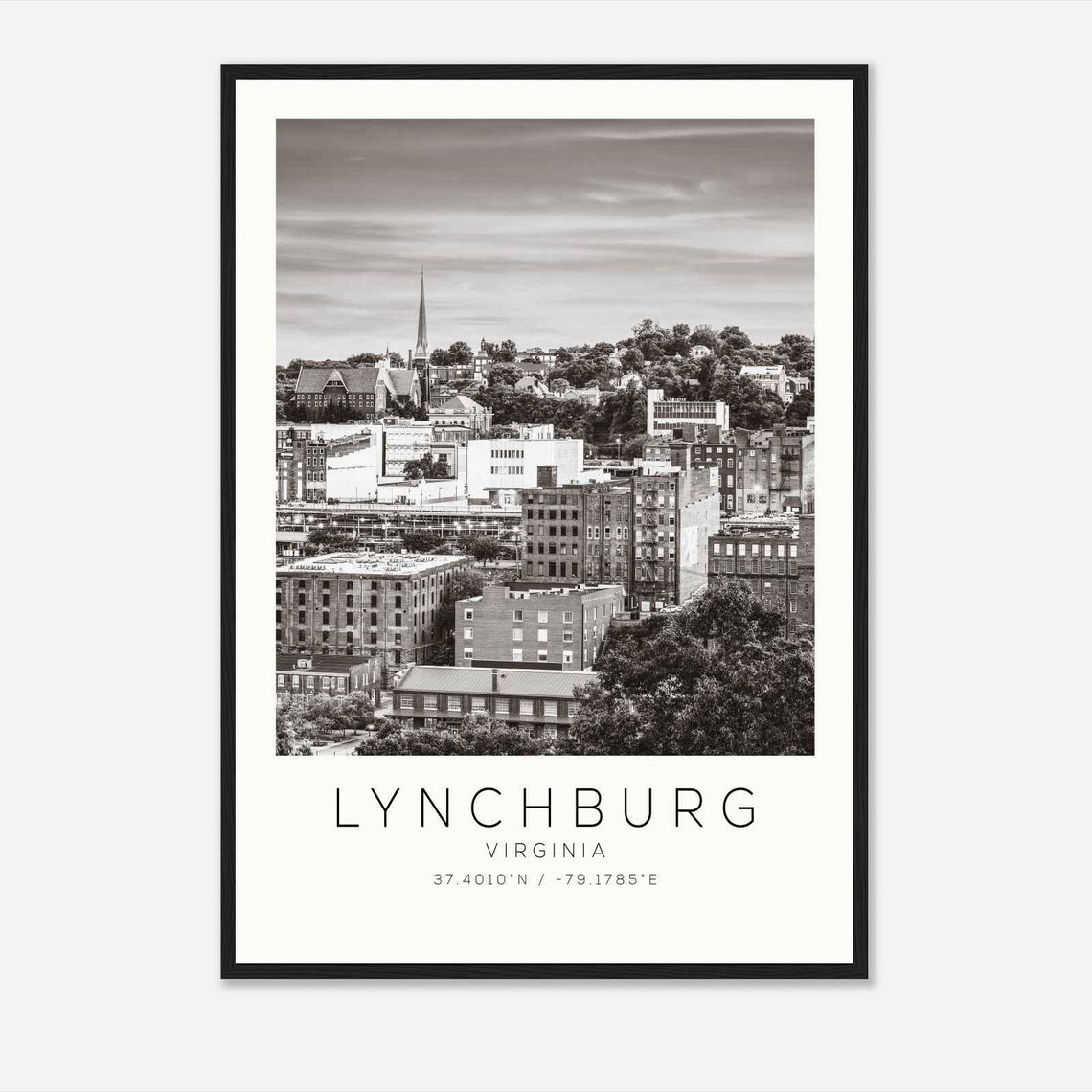 Lynchburg Virginia Photo Travel Poster Lynchburg Travel Print Minimalist Travel Print