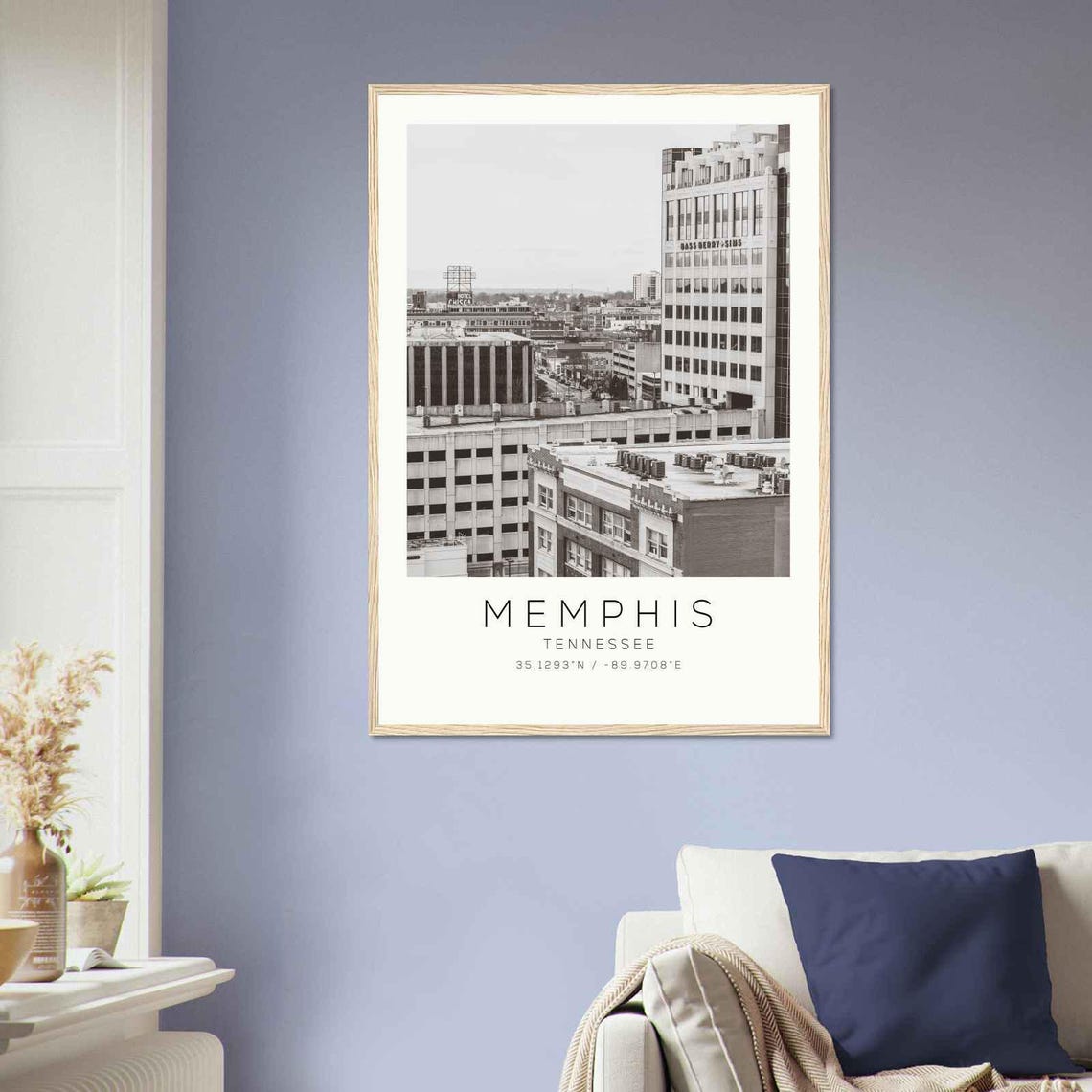 Memphis Tennessee Downtown Rooftops City Minimalist Travel Poster - Image 2