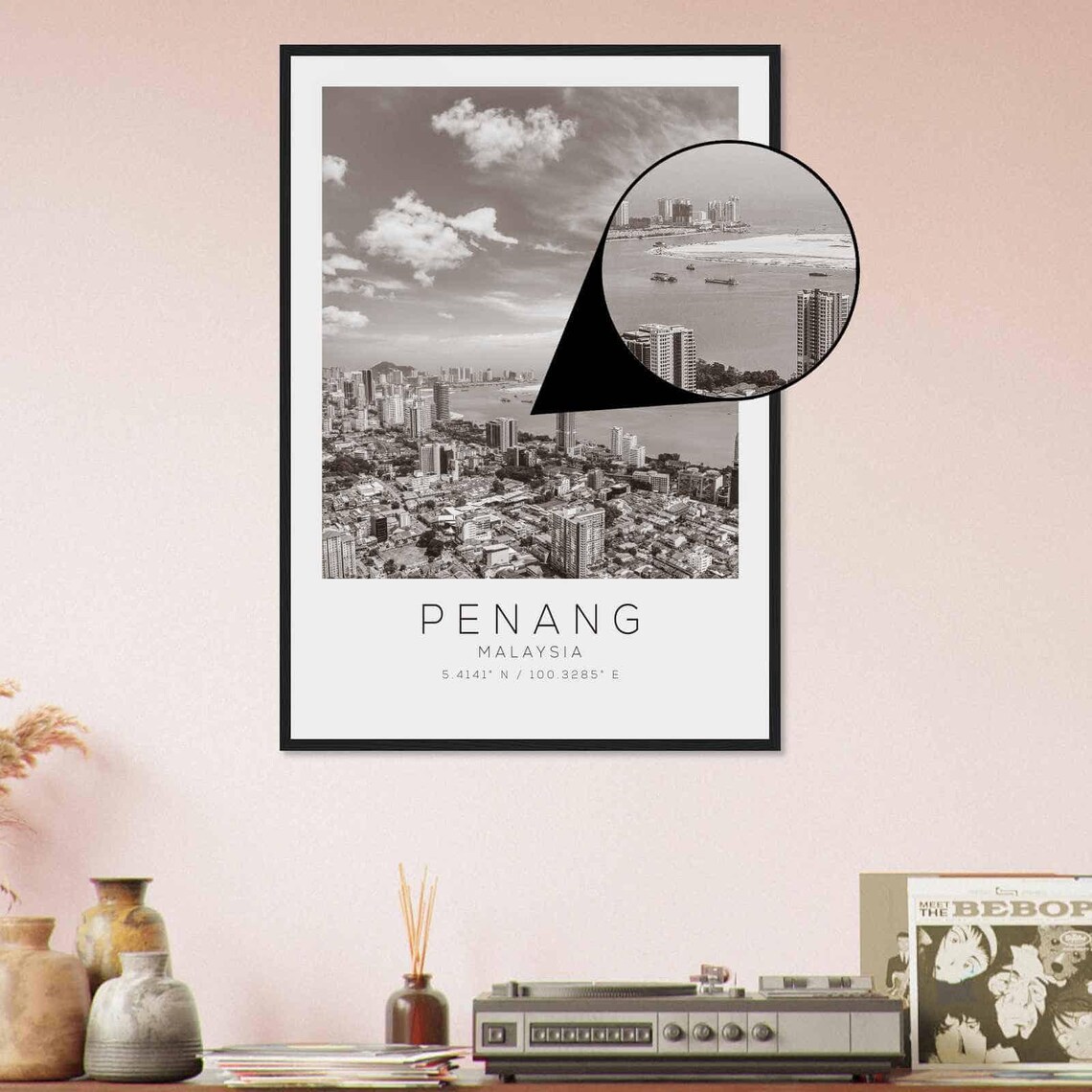 Penang Malaysia Island City Coastline Black White Photo Poster - Image 4