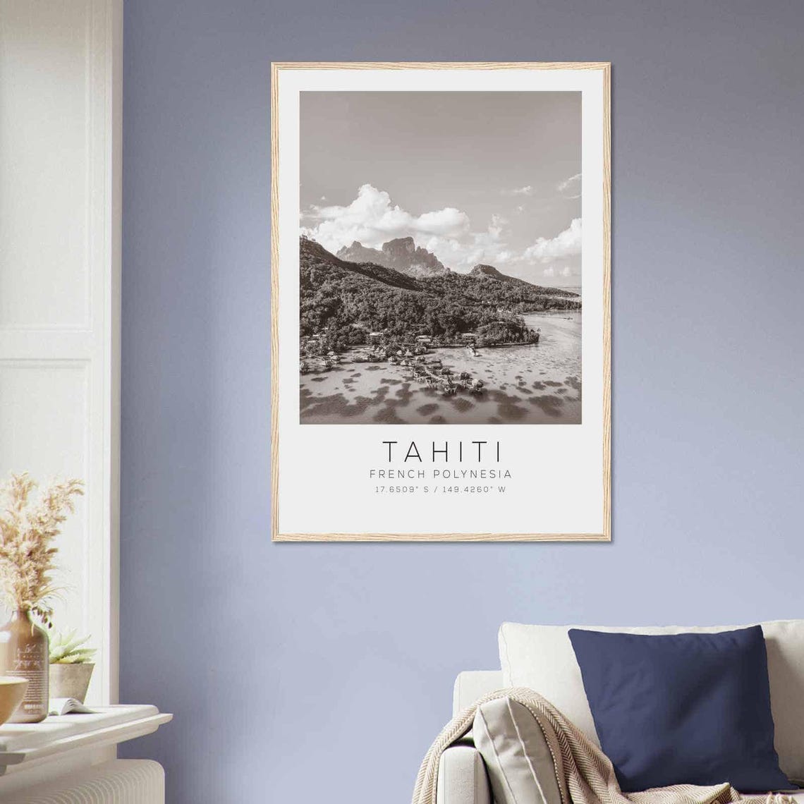 Tahiti French Polynesia Travel Photo Poster Bw Tahiti Travel Print Minimalist Travel Poster Print - Image 2