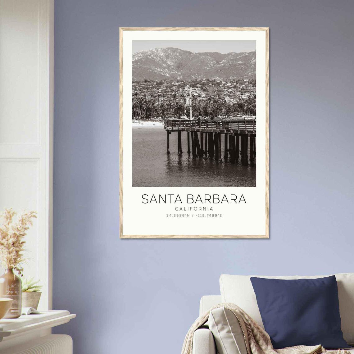 Santa Barbara California Wooden Pier Mountain View Photo Poster - Image 2
