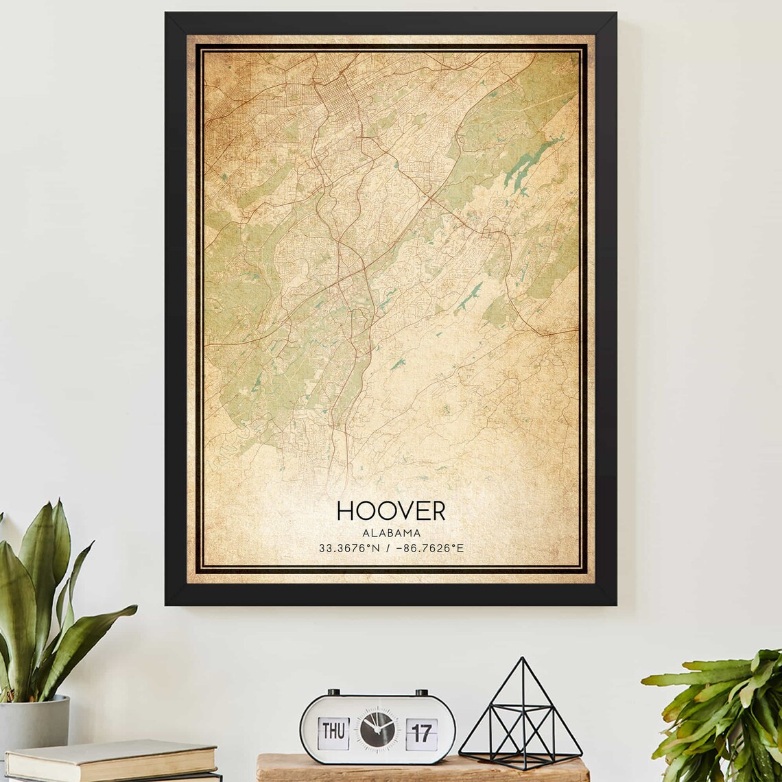 Hoover Alabama Vintage Street Map Coordinate Urban Art Poster