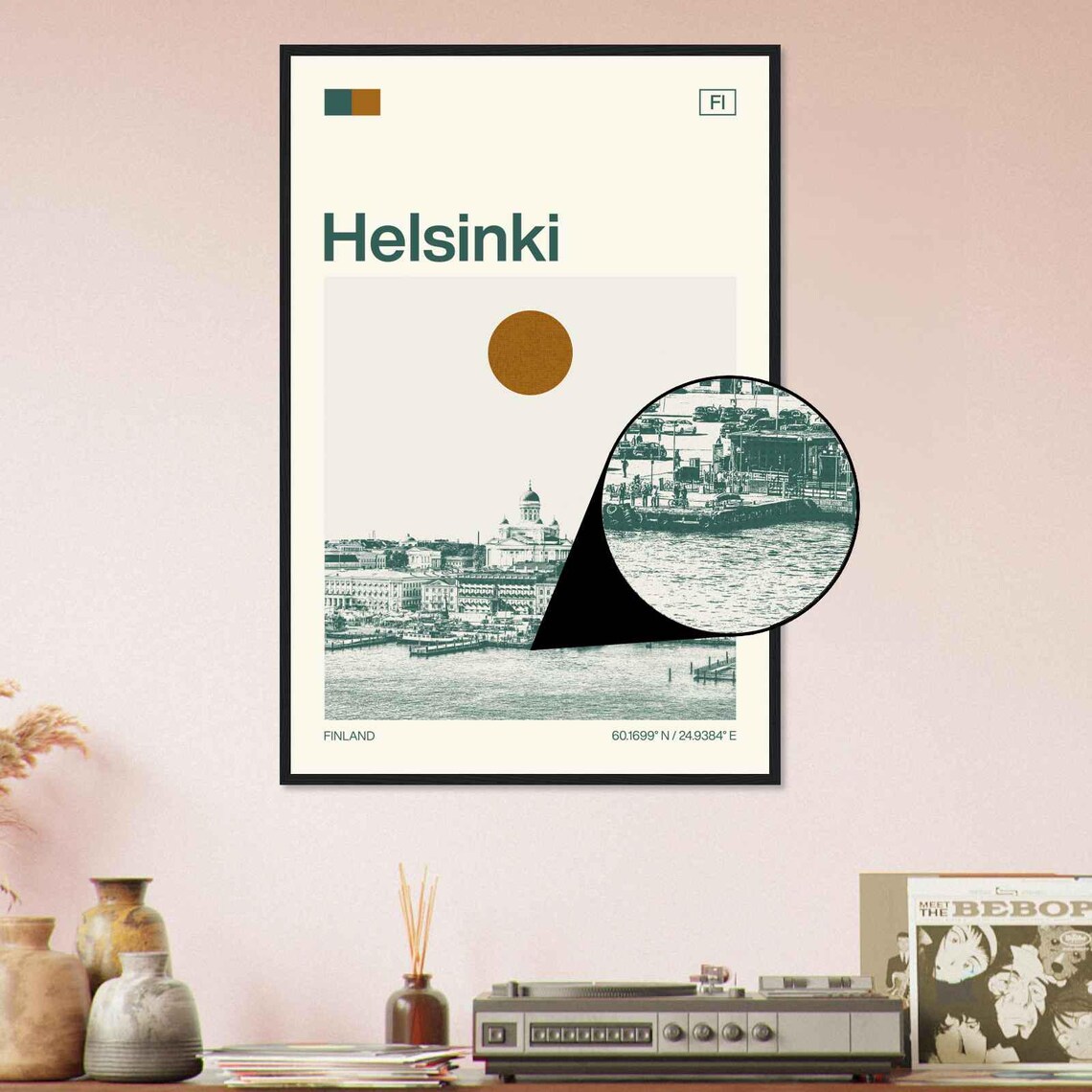 Helsinki Finland Cathedral Harbor Sun Minimalist Travel Art Poster - Image 4
