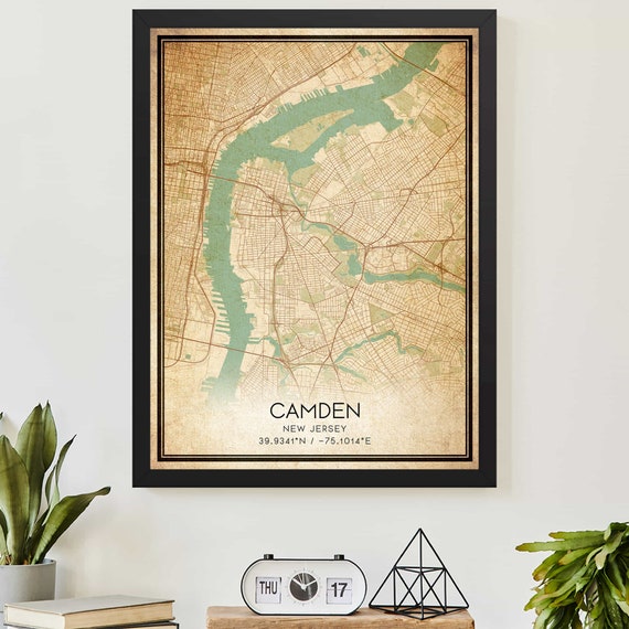 Vintage Camden New Jersey Map Print Poster Custom Art