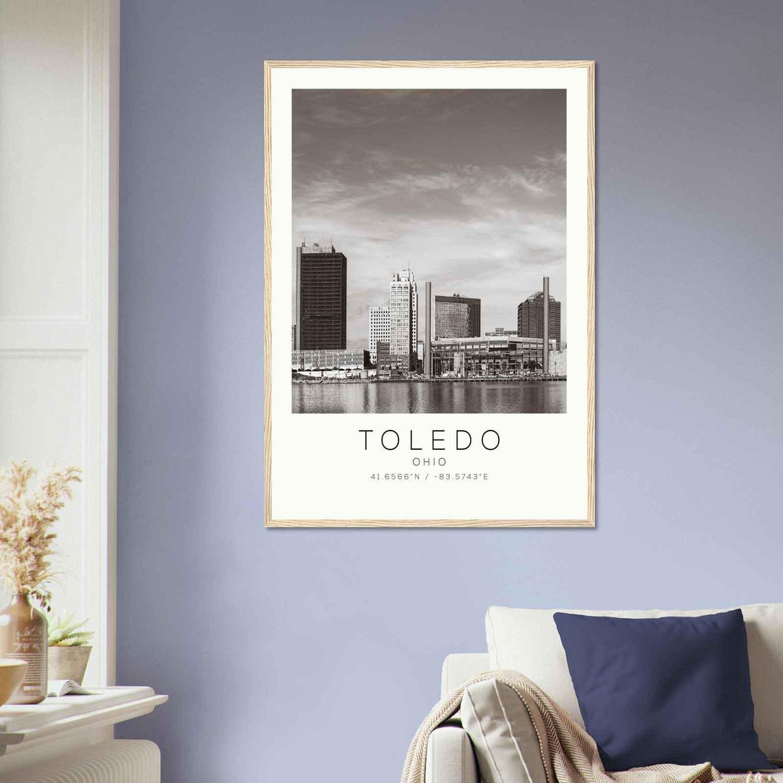 Toledo Ohio Downtown Skyline River View Minimalist Photo Poster - Image 2