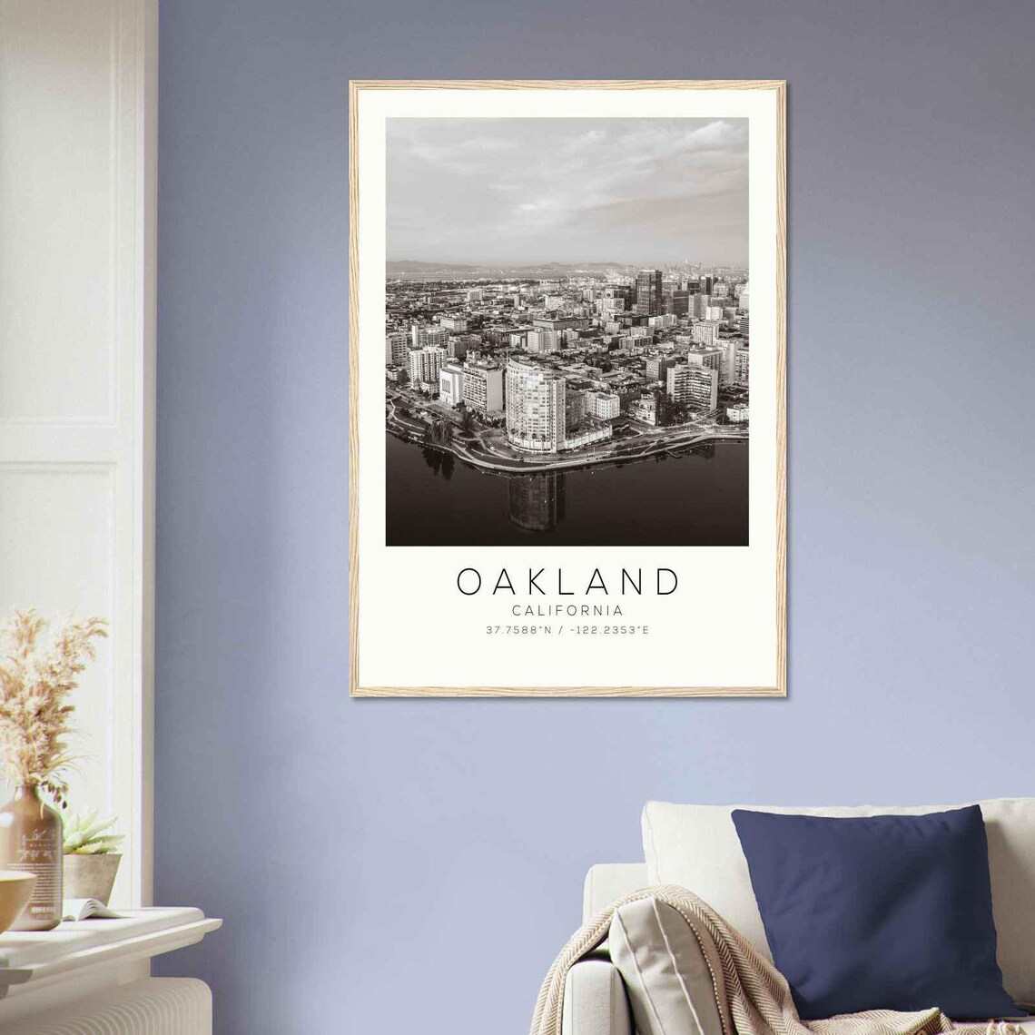 Oakland California Downtown Skyline Aerial Minimalist Travel Poster - Image 2