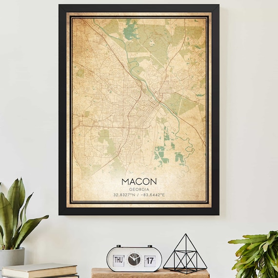 Macon Georgia Vintage City Street Map Custom Home Decor Print
