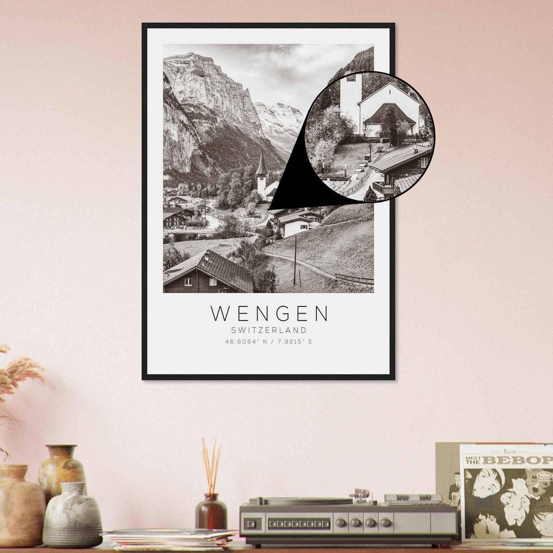 Wengen Switzerland Minimalist Travel Poster Print - Image 4