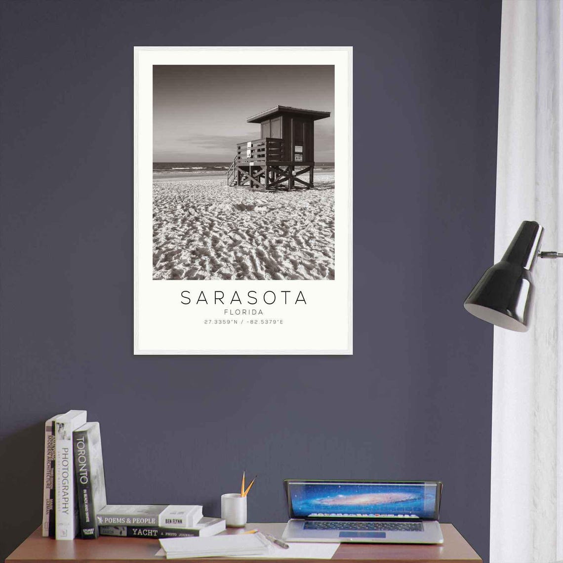 Sarasota Florida Lifeguard Tower Beach Sand Minimalist Photo Poster - Image 3