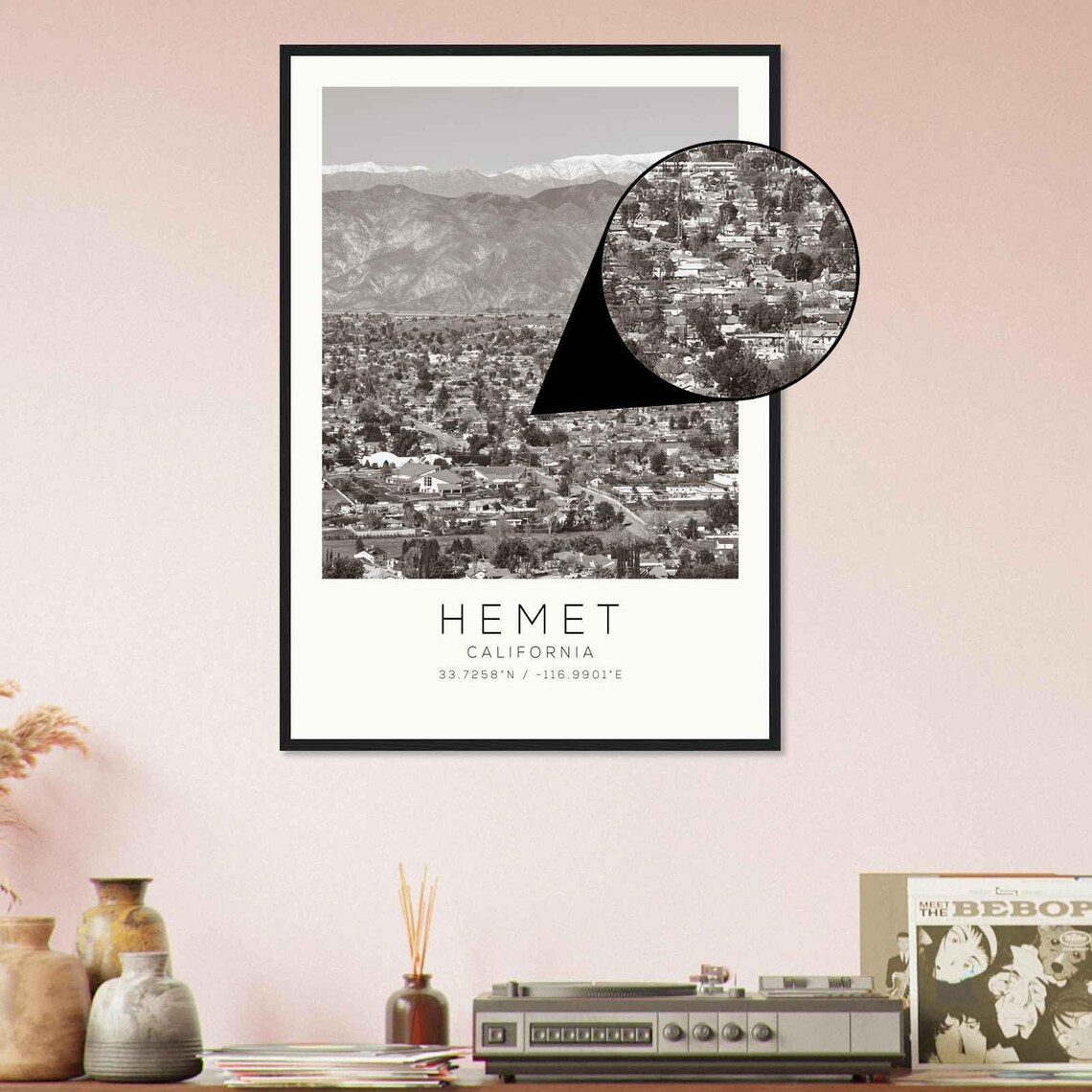 Hemet California Valley Mountain View Black White Photo Poster - Image 4