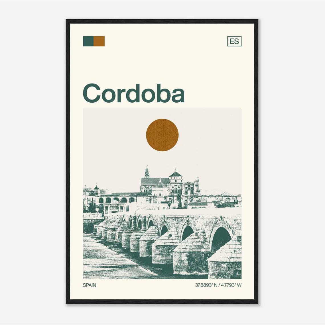 Cordoba Spain Minimalist Monochrome Travel Photo Poster